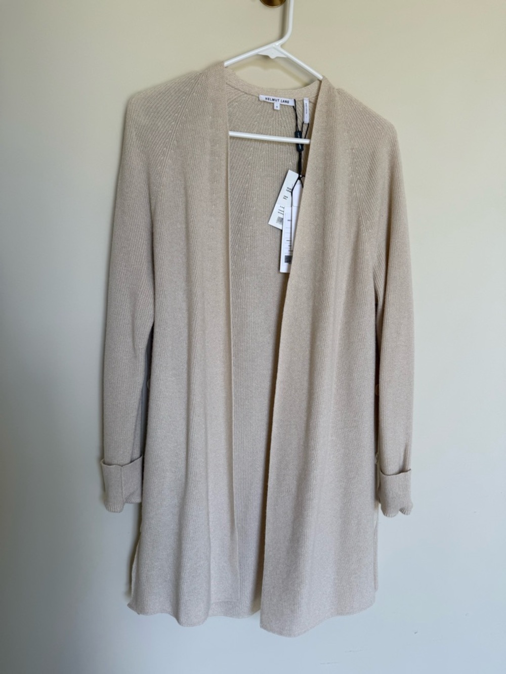 NWT HELMET LANG Open Front Long Sleeve Cashmere/Cotton Cardigan (oversized s/m)